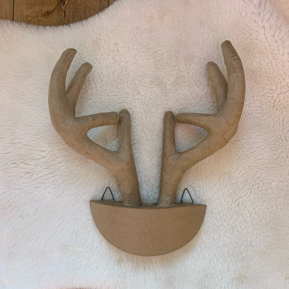 Paper Mache Wall Mount Taxidermy Rustic Deer Antler Wall Decor Craft DIY
